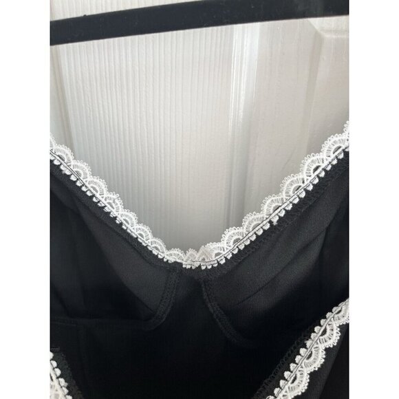 Fit & Flare Lace Black Midi Milkmaid Slip Dress L Goth Witchy Cottagecore Pirate - Picture 13 of 15